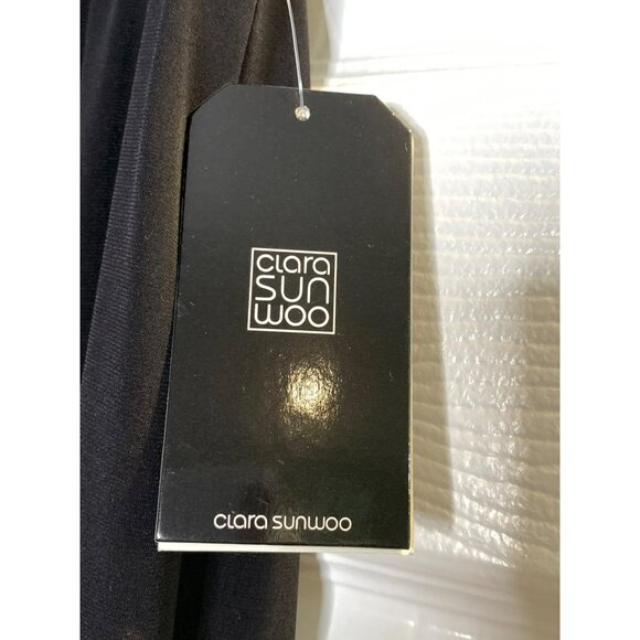 Clara Sunwoo Women's L Black Palazzo Pants Front Slits Soft Stretch Knit - Picture 4 of 9